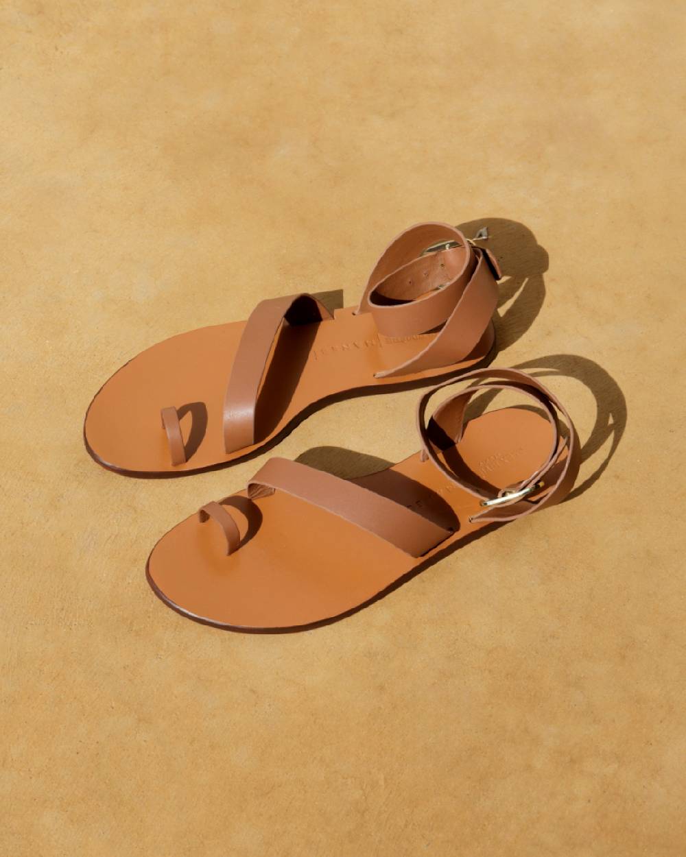 Manebí Sandali Chloe Stile Gladiatore in Pelle - Tan Hotsell