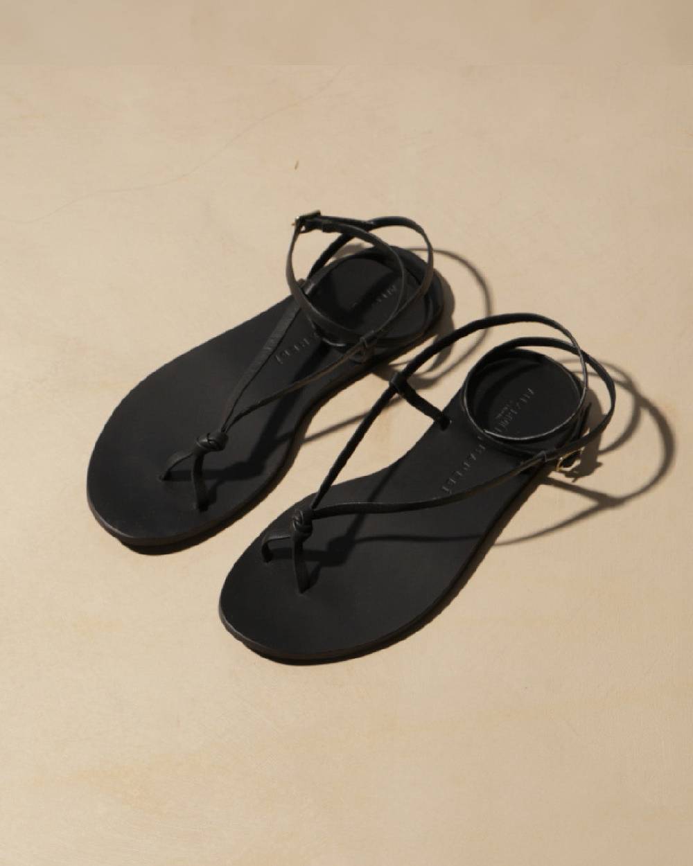 Manebí Sandali Kate in Pelle con Nodo - Black Vendita Economica
