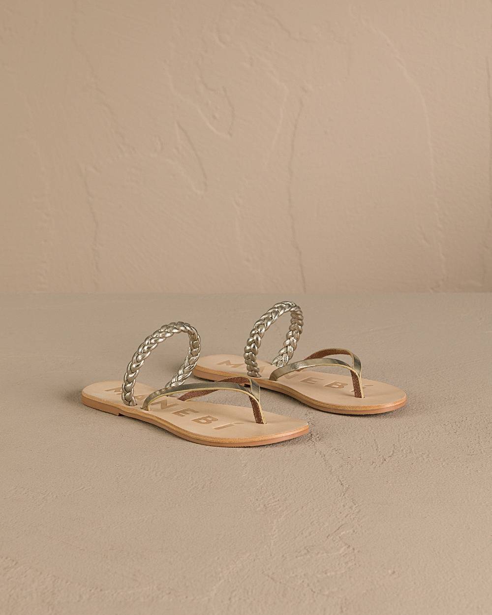 Manebí Leather Braid Thong Sandals - Platinum Vendite Flash