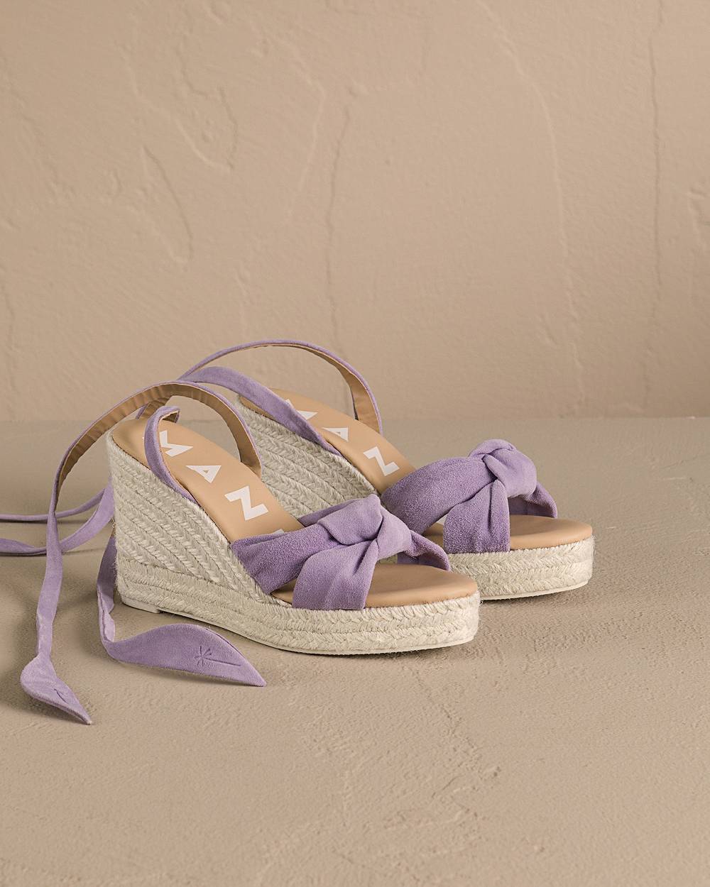 Manebí Soft Suede Wedge Espadrilles|With Knot - Wisteria Lilac Pezzi Unici