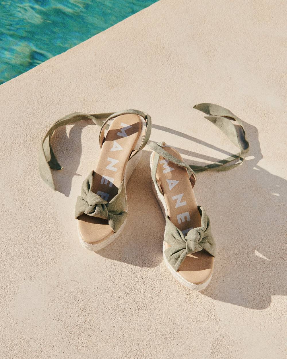 Manebí Soft Suede Wedge Espadrilles|With Knot - Sage Soddisfazione Garantita