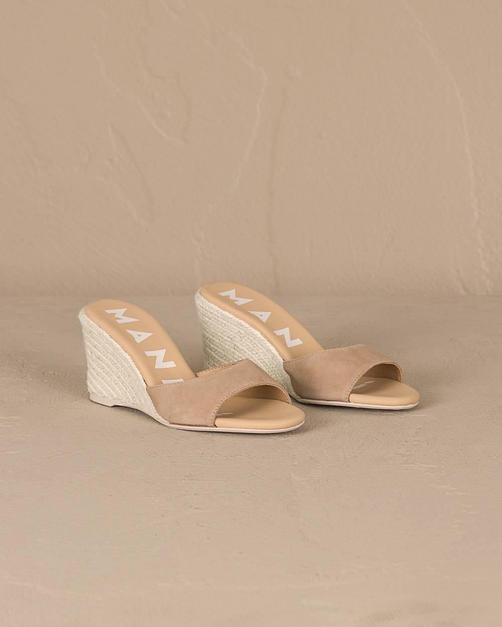 Manebí Soft Suede Mule|Wedge Espadrilles - Vintage Taupe Qualità Garantita