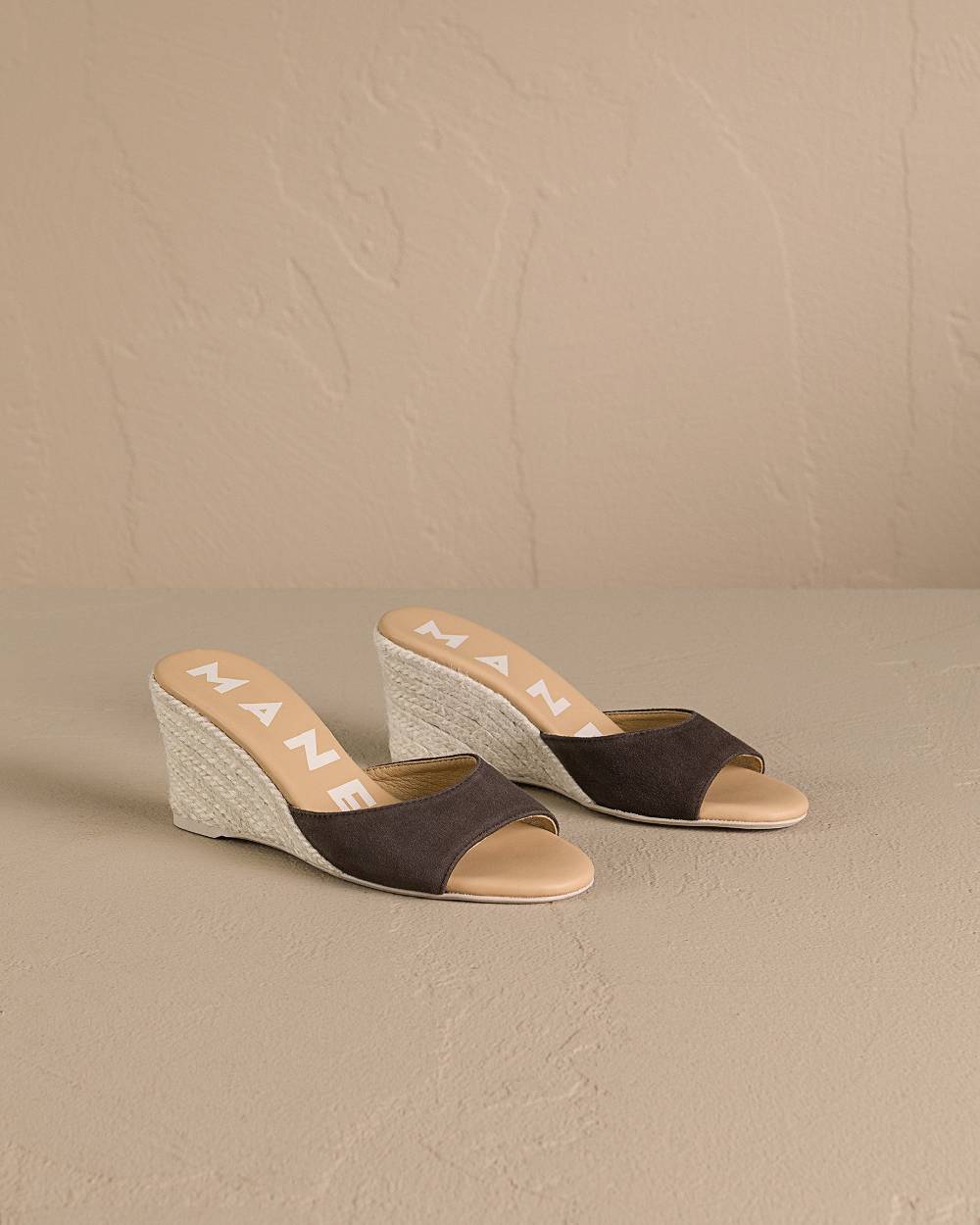 Manebí Soft Suede Mule|Wedge Espadrilles - Cocoa Negozi Online