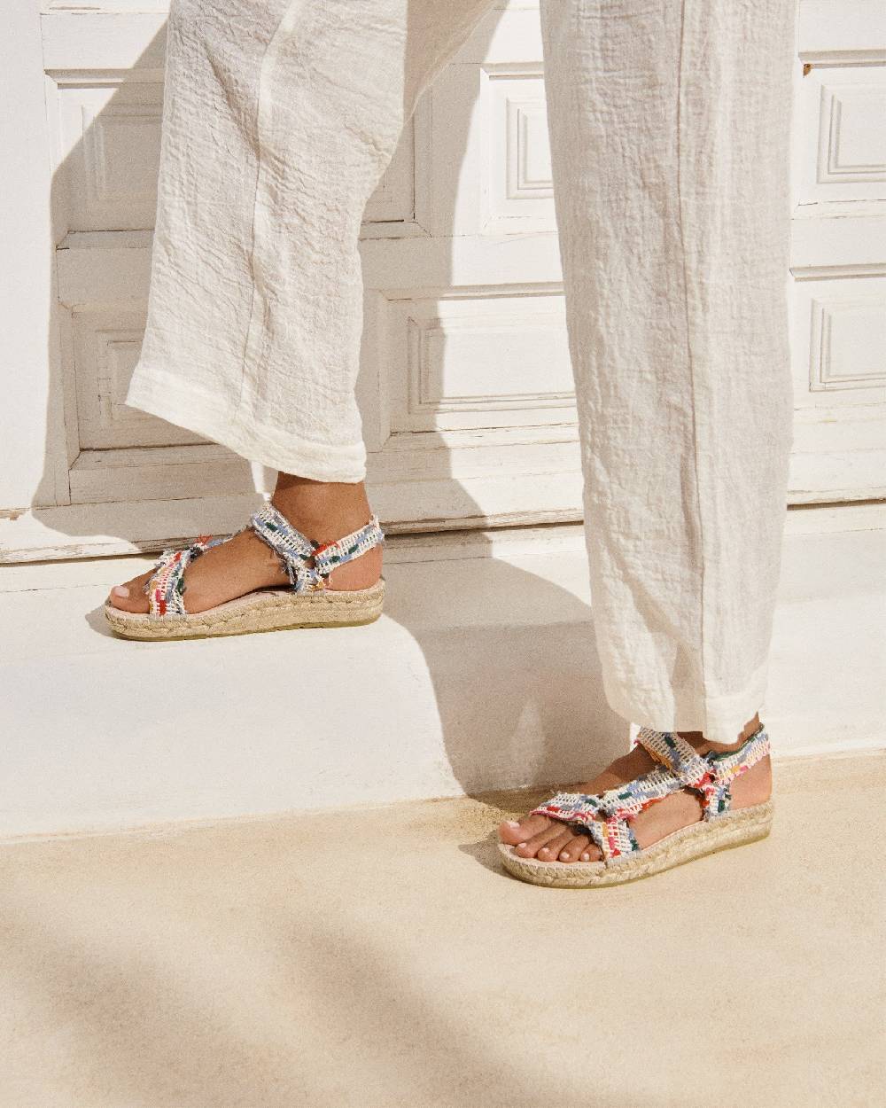 Manebí Cotton Jaquard Hiking Sandals - Multicolor Stripes Acquista Ora