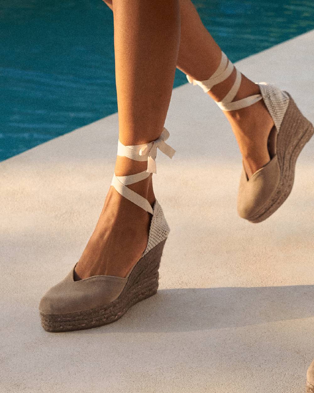 Manebí Soft Suede Heart-Shaped|Wedge Espadrilles - Hamptons Vintage Taupe On Tone Prezzo Ridotto