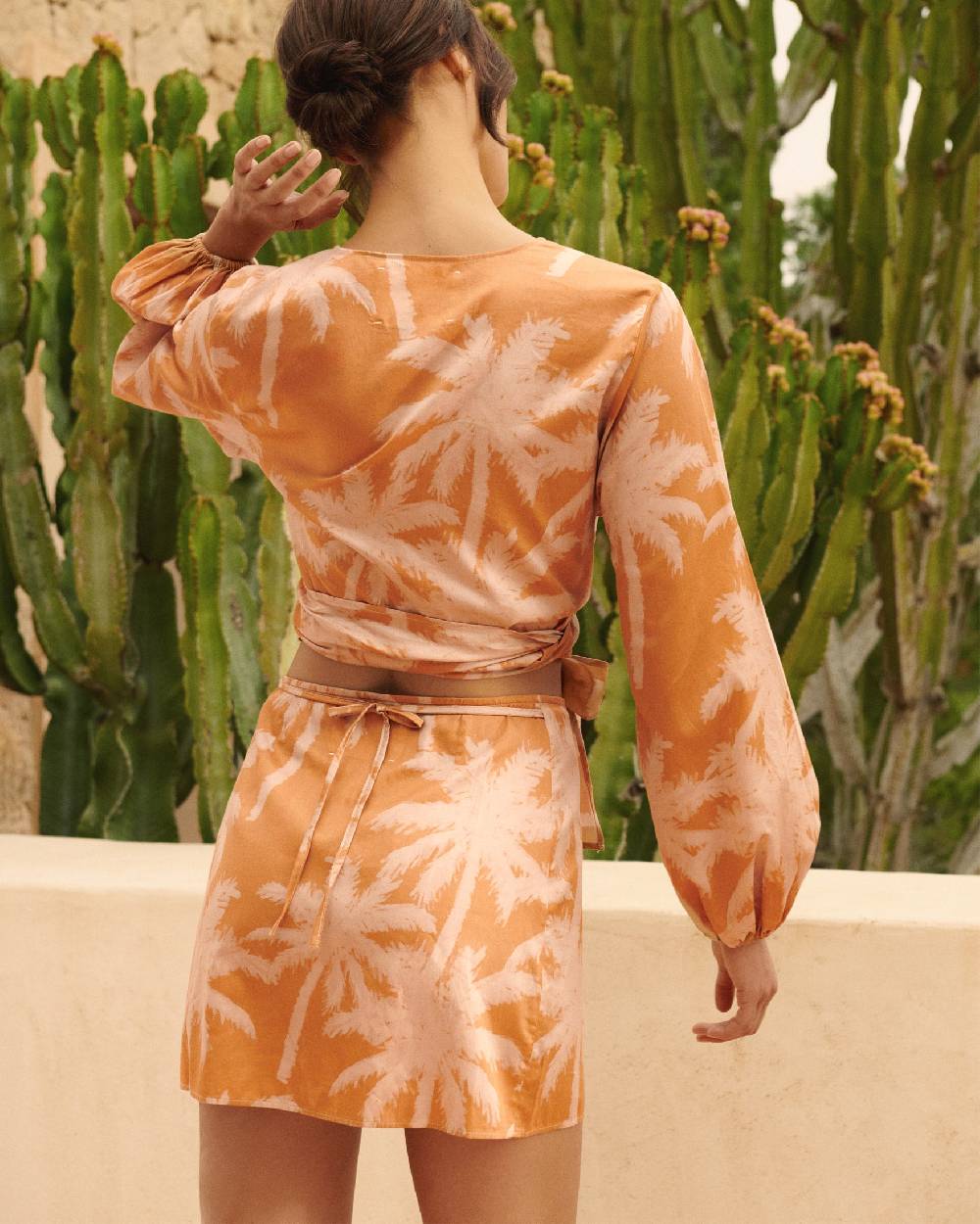 Manebí Printed Cotton Icara Top - Sunbaked \u0026 Cream Pink Maxi Palm Novità