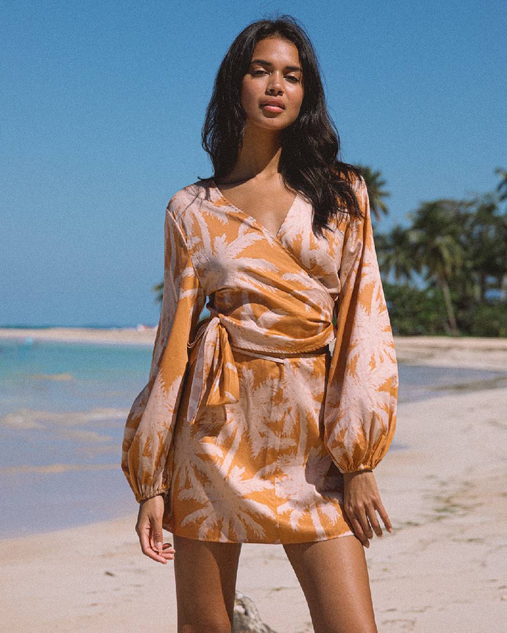 Manebí Printed Cotton Icara Top - Sunbaked \u0026 Cream Pink Maxi Palm Novità