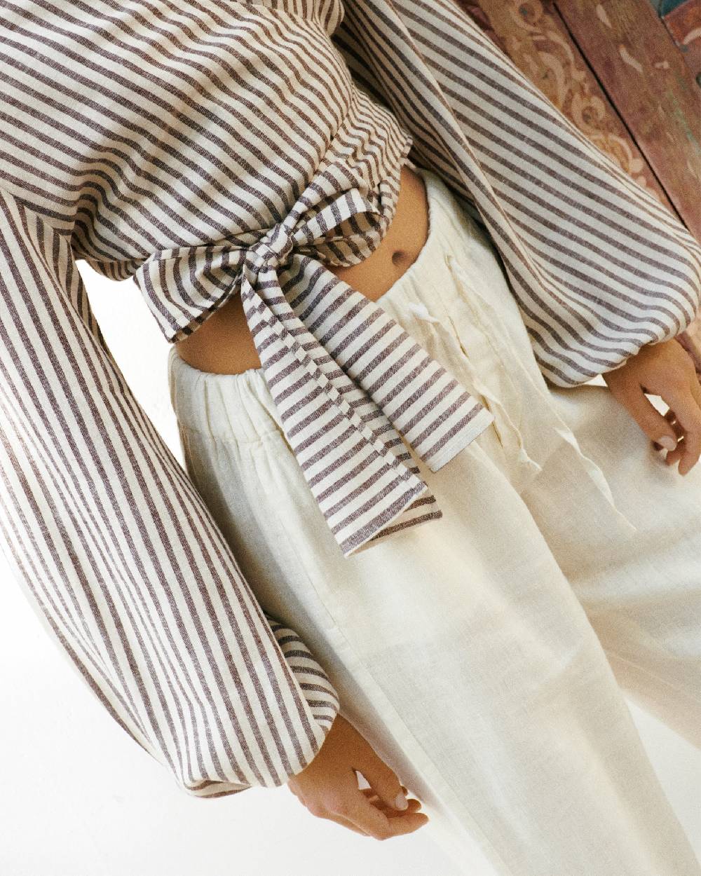 Manebí Viscose Blend Icara Top - Off White \u0026 Cocoa Stripes 2025