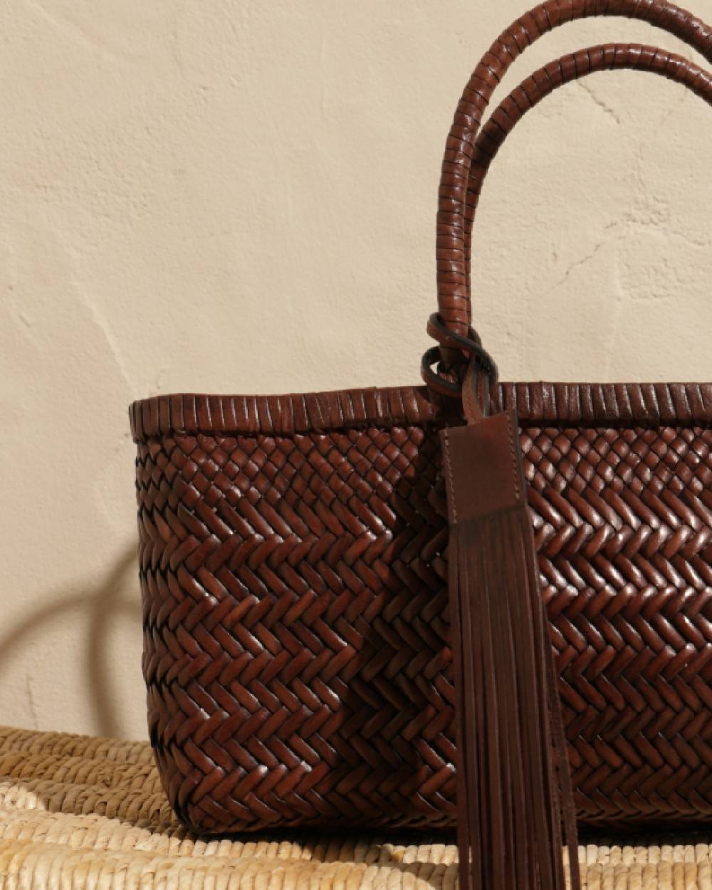 Manebí Borsa Tote Intrecciata in Pelle - Dark Brown Qualità