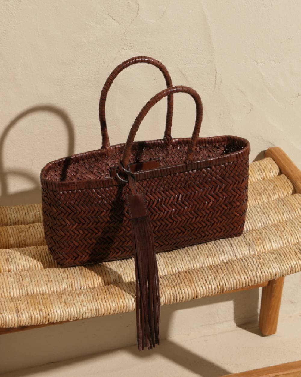 Manebí Borsa Tote Intrecciata in Pelle - Dark Brown Qualità