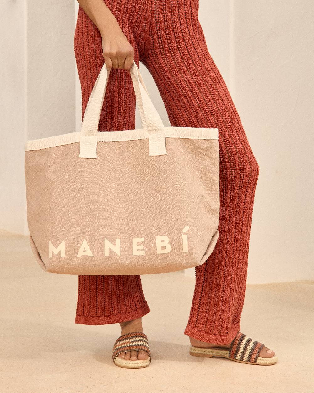 Manebí Canvas California Tote Bag - Desert With Ecru Logo Promozione