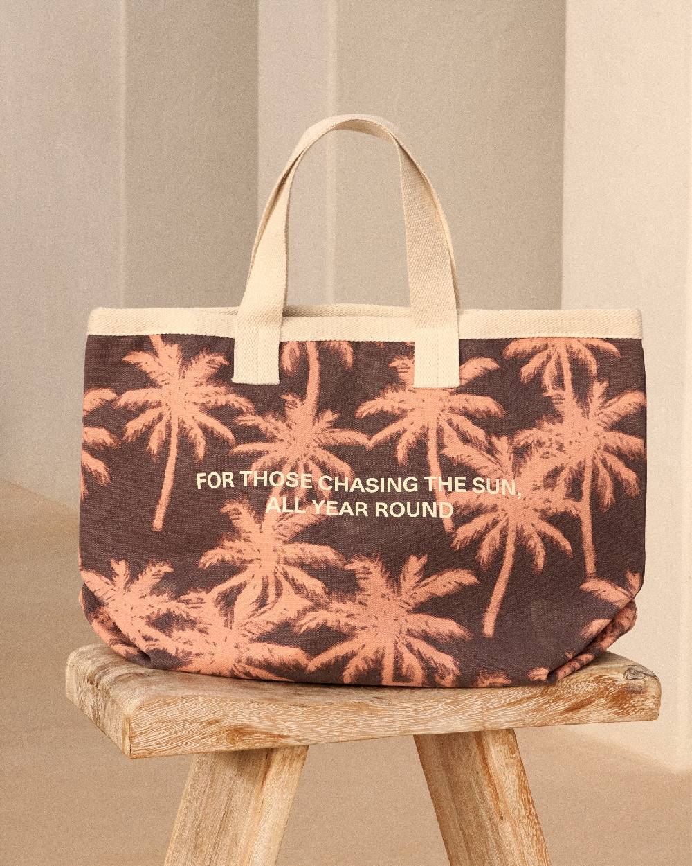 Manebí Canvas California Tote Bag - Cocoa \u0026 Orange Rust Maxi Palm Promozione temporanea