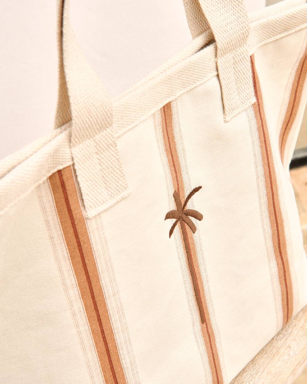 Manebí Canvas California Tote Bag - Cocoa Beige Multistripes Soddisfazione Garantita
