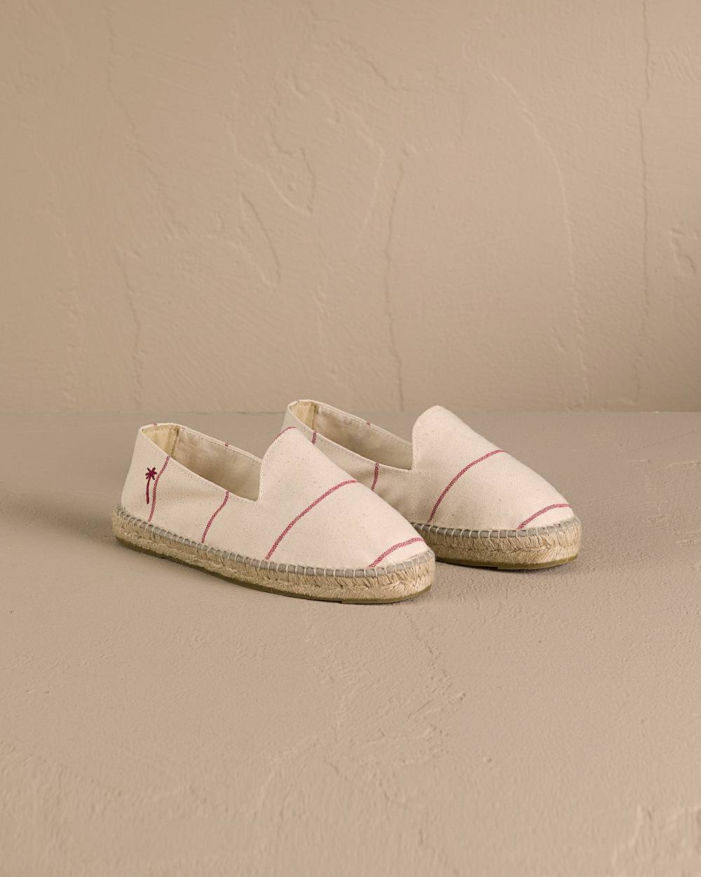 Manebí Woven Canvas Espadrilles - Red Micro Stripes On Beige Promozione Limitata