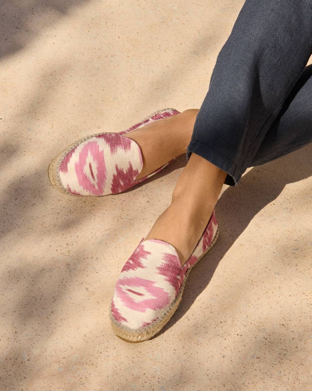 Manebí Dyed Cotton Espadrilles - Pink And White Ikat Prezzo Ridotto
