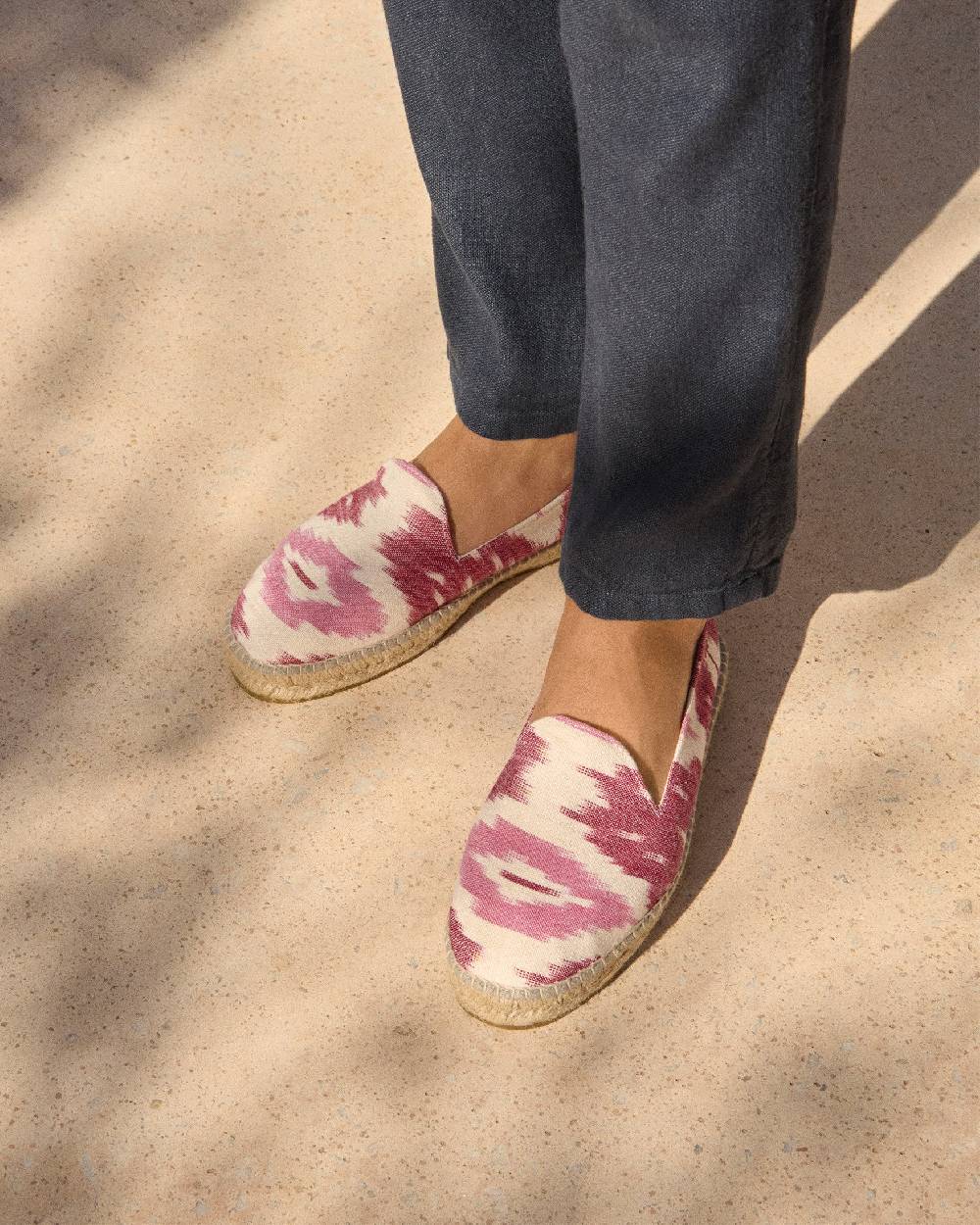 Manebí Dyed Cotton Espadrilles - Pink And White Ikat Prezzo Ridotto