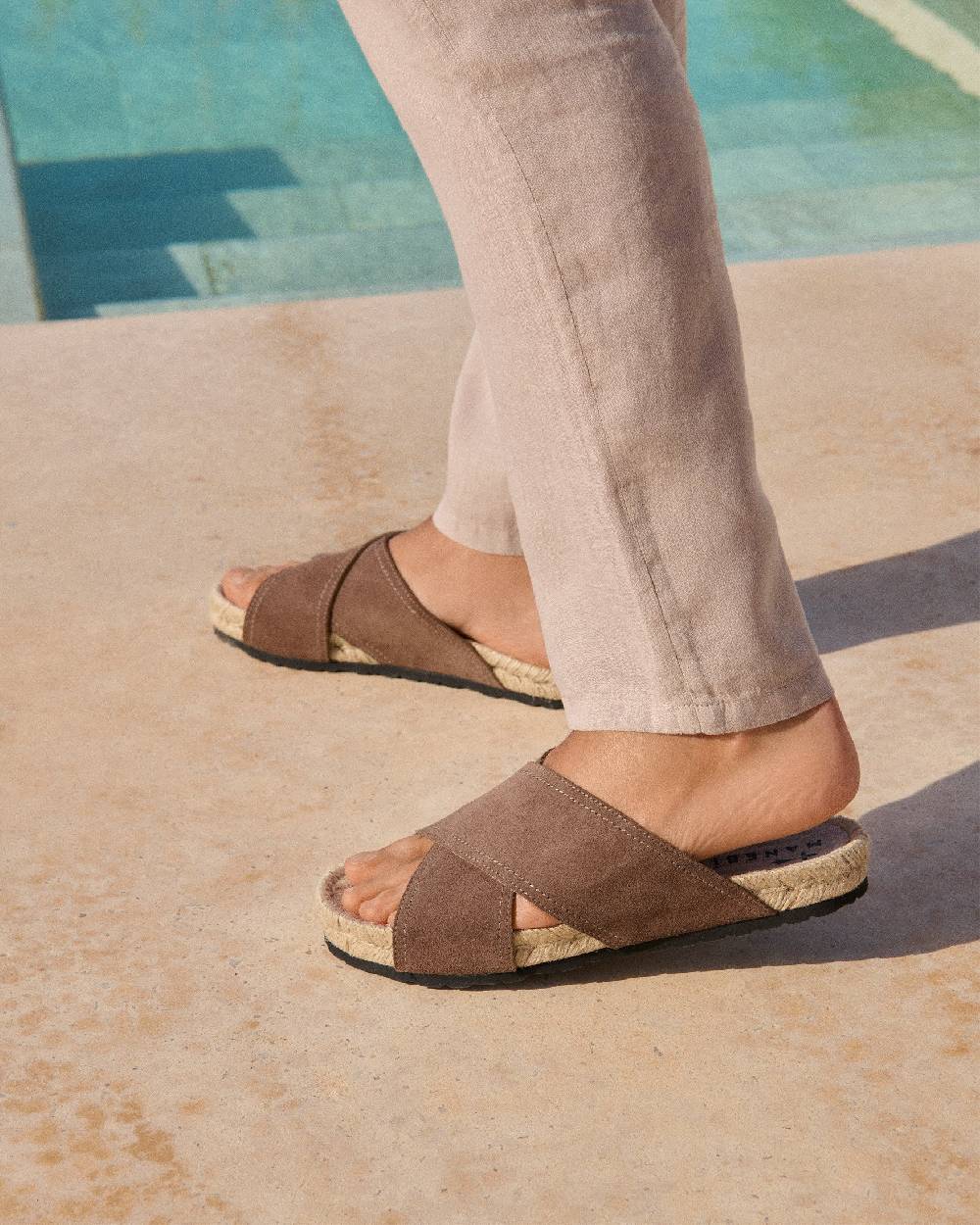 Manebí Suede Crossed Bands Sandals - Moka Presa