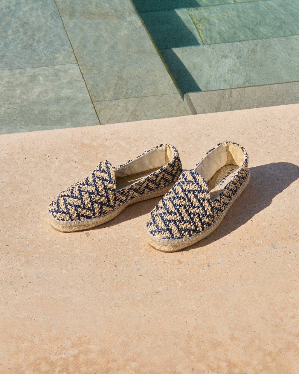 Manebí Raffia Zig Zag Espadrilles - Navy Blue And Natural Online