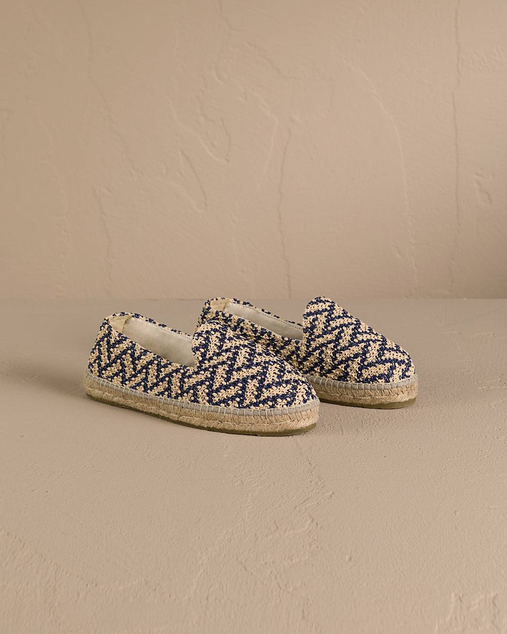 Manebí Raffia Zig Zag Espadrilles - Navy Blue And Natural Online