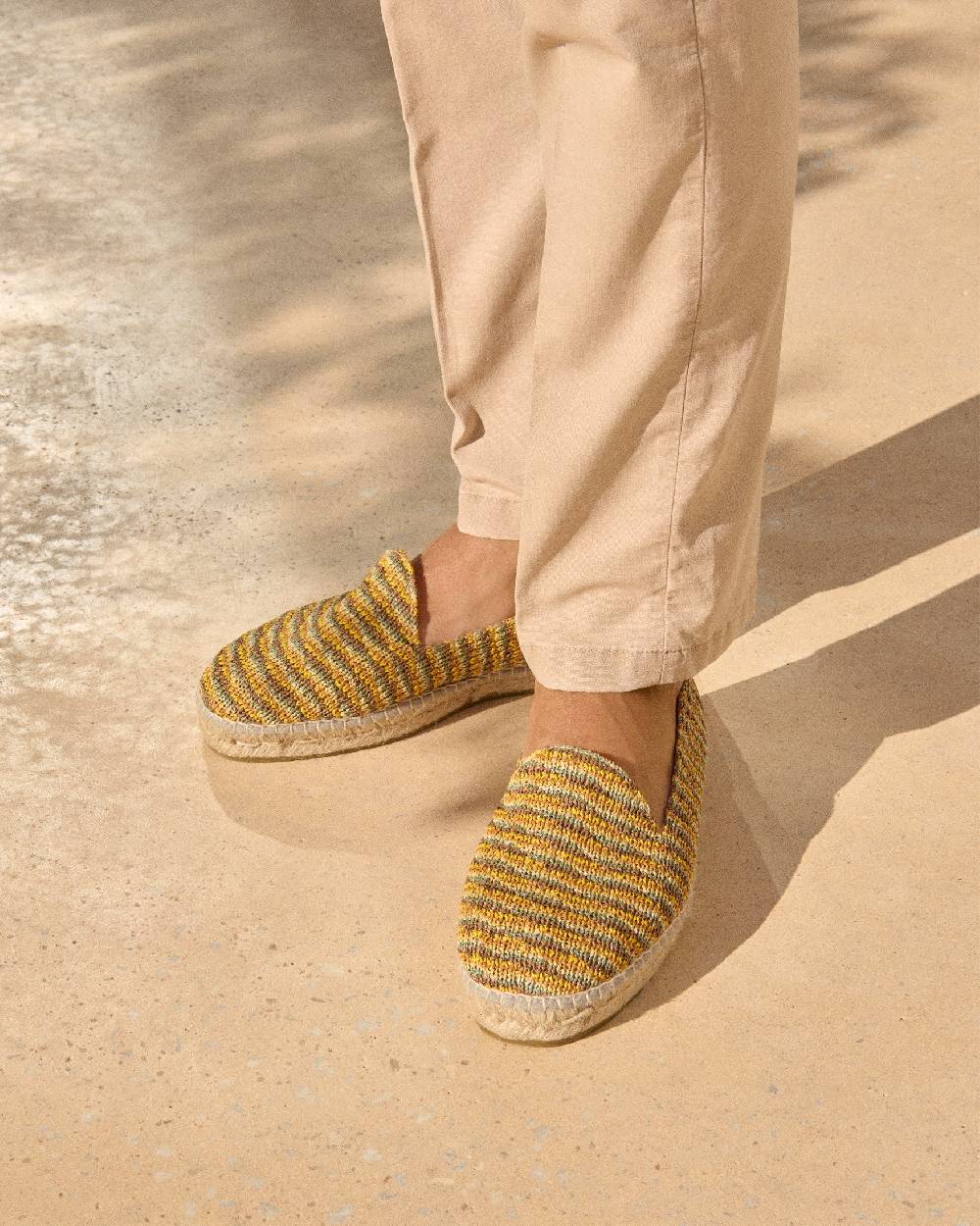 Manebí Woven Raffia Stripes|Espadrilles - Sage \u0026 Cocoa On Beige Outlet