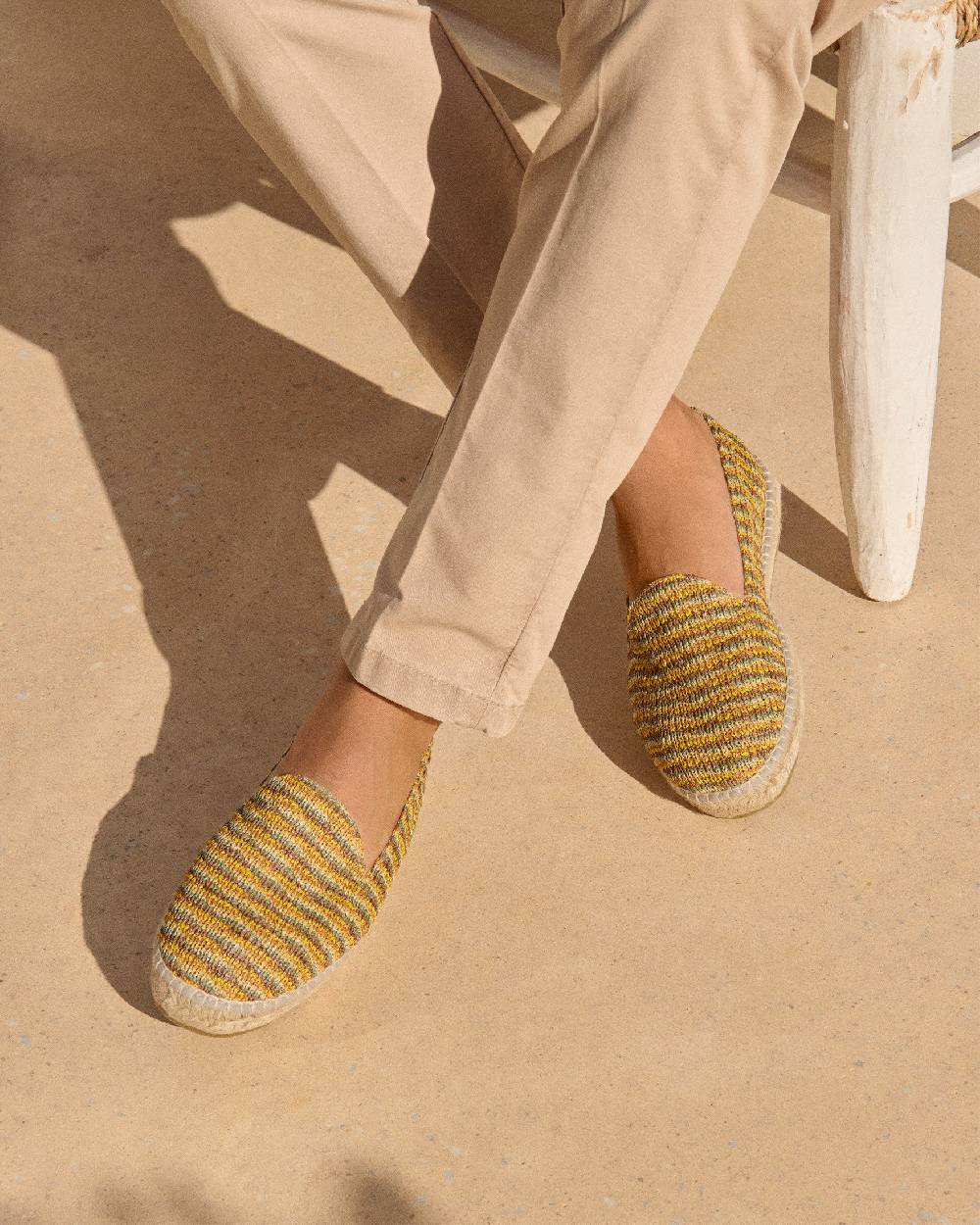 Manebí Woven Raffia Stripes|Espadrilles - Sage \u0026 Cocoa On Beige Outlet