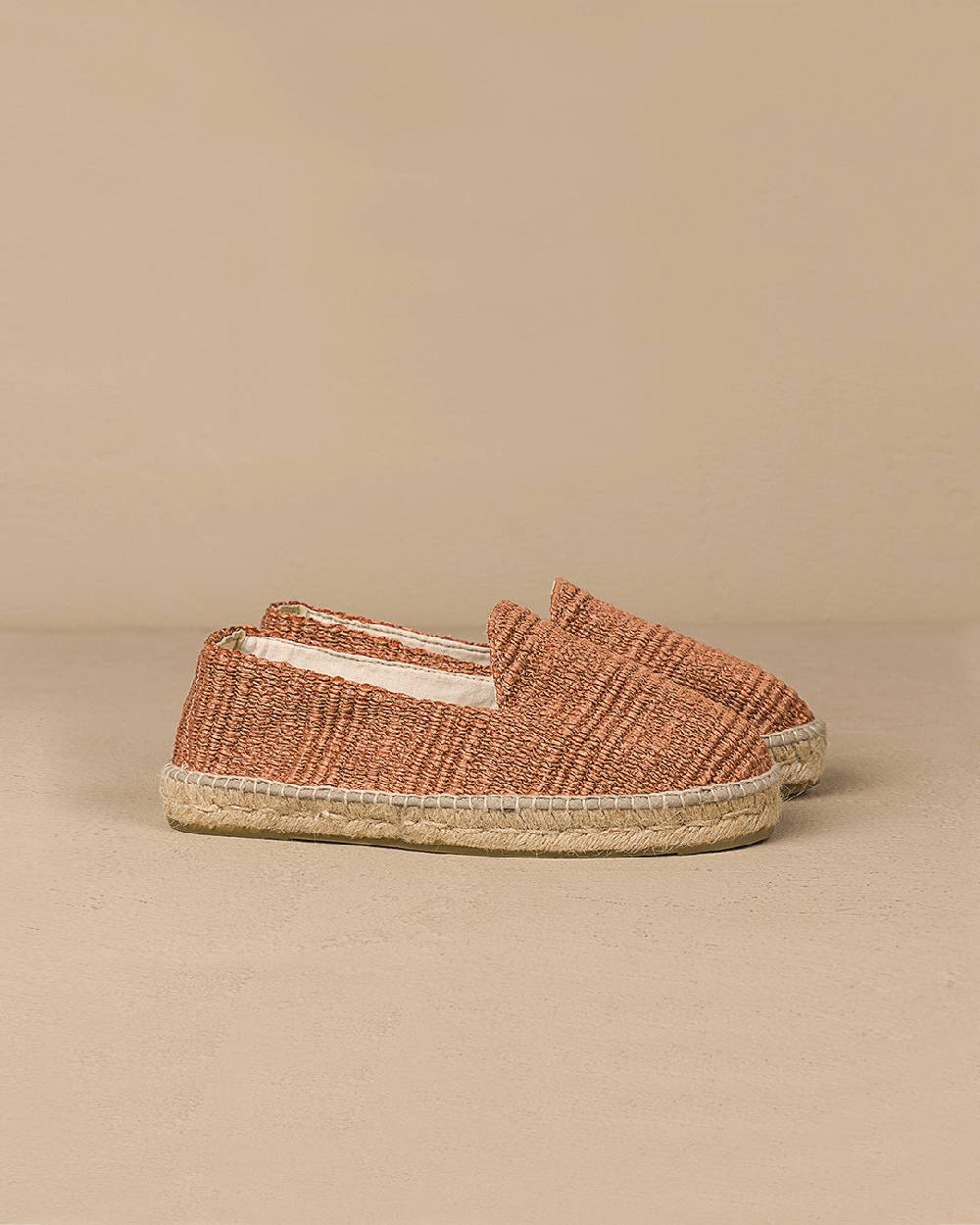 Manebí Raffia Stripes Espadrilles - Yucatán Orange Rust In Vendita