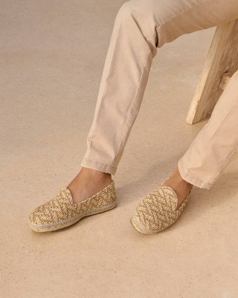 Manebí Raffia Zig Zag Espadrilles - Cream \u0026 Natural Saldi