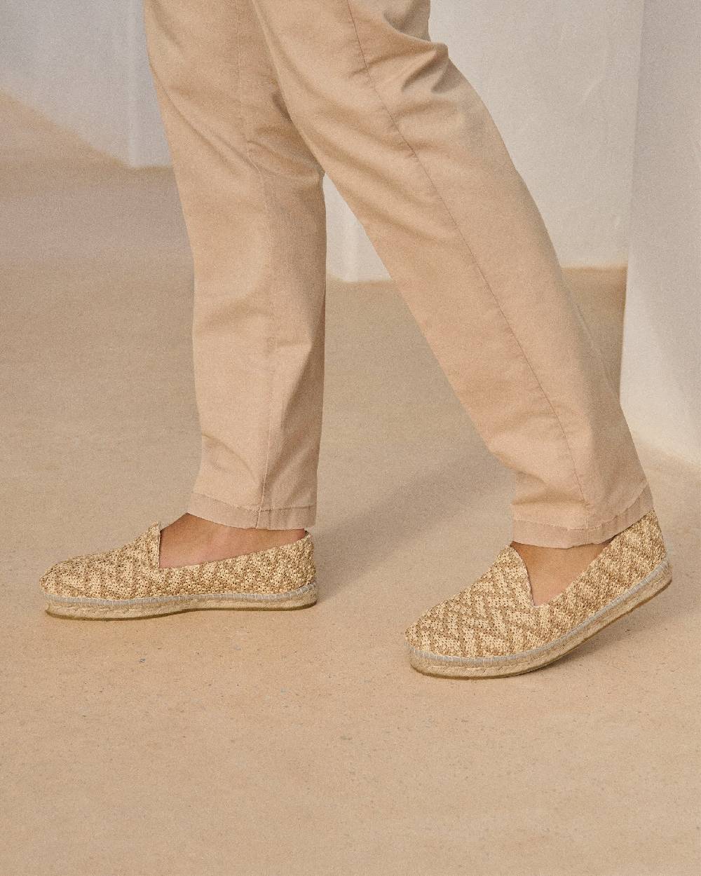 Manebí Raffia Zig Zag Espadrilles - Cream \u0026 Natural Saldi