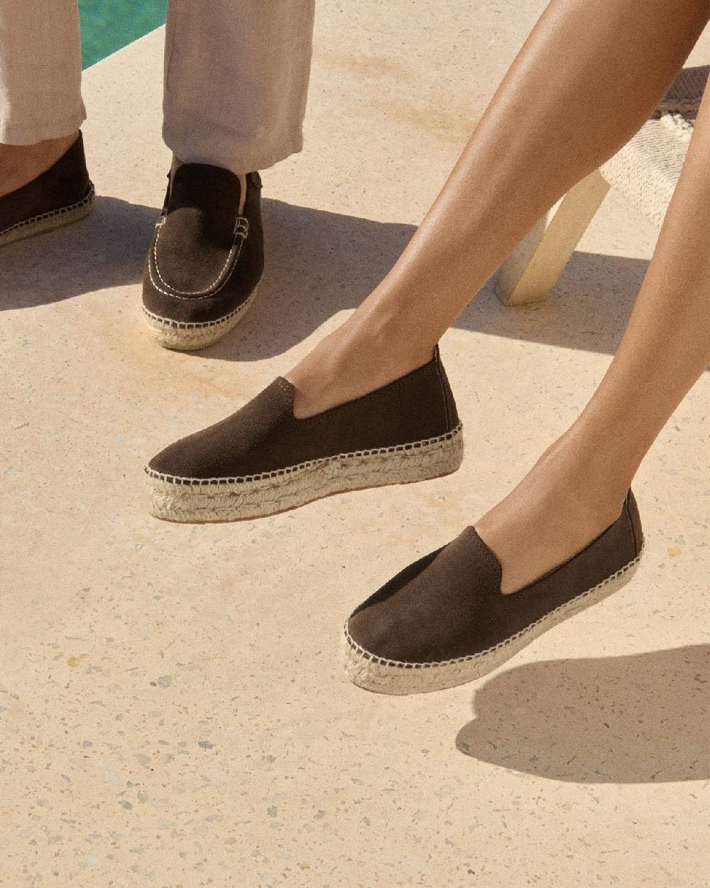 Manebí Suede Double Sole Espadrilles - Hamptons Cocoa In Saldo