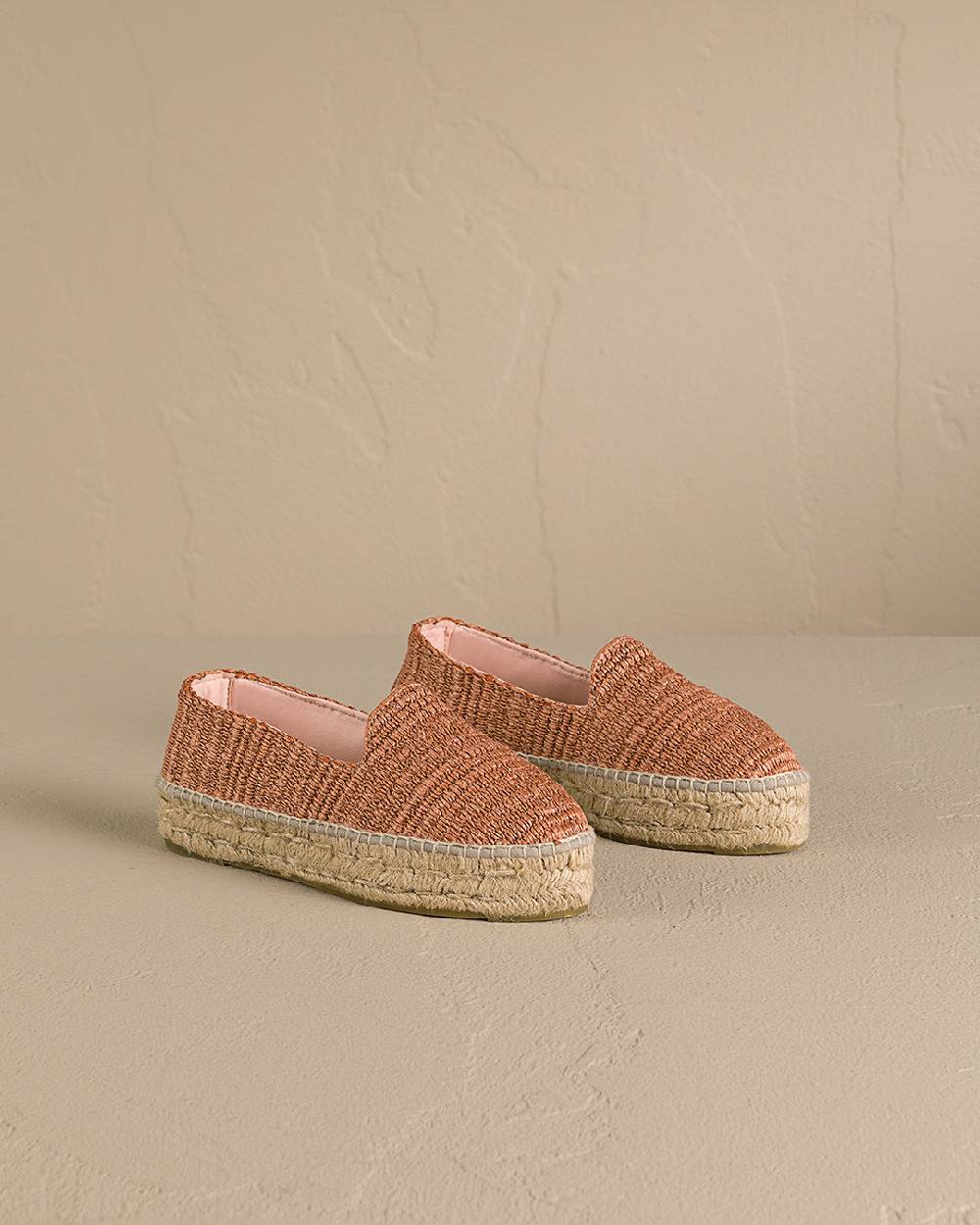 Manebí Raffia Stripes Double Sole Espadrilles - Yucatán Orange Rust 2025
