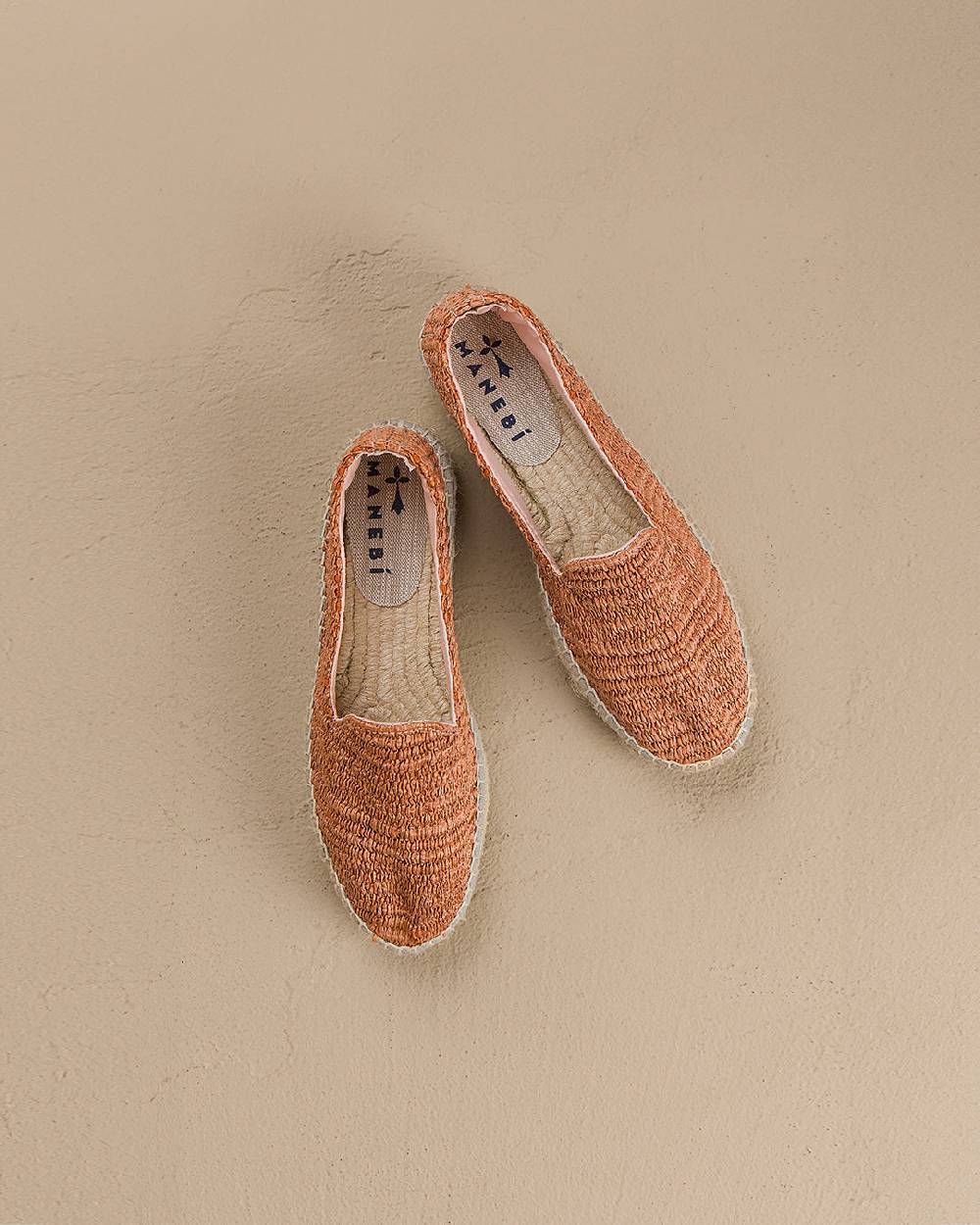 Manebí Raffia Stripes Double Sole Espadrilles - Yucatán Orange Rust 2025