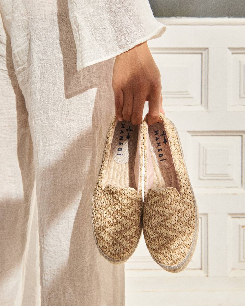 Manebí Raffia Zig-Zag Double Sole|Espadrilles - Cream \u0026 Natural Acquista Ora