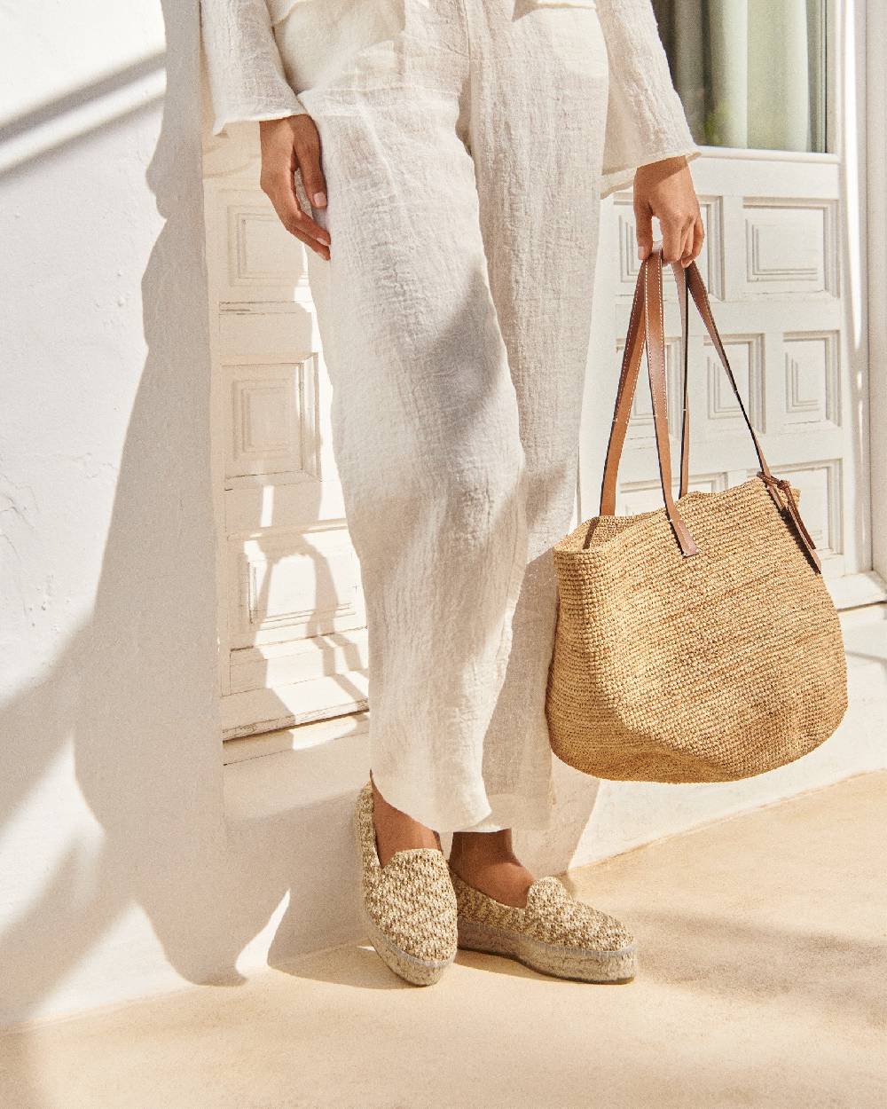 Manebí Raffia Zig-Zag Double Sole|Espadrilles - Cream \u0026 Natural Acquista Ora