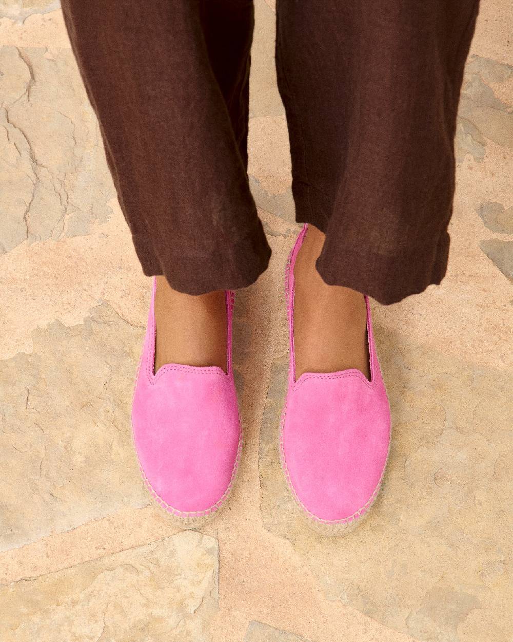 Manebí Espadrillas con doppia suola in pelle scamosciata - Hamptons - Bold Pink Pezzi Unici