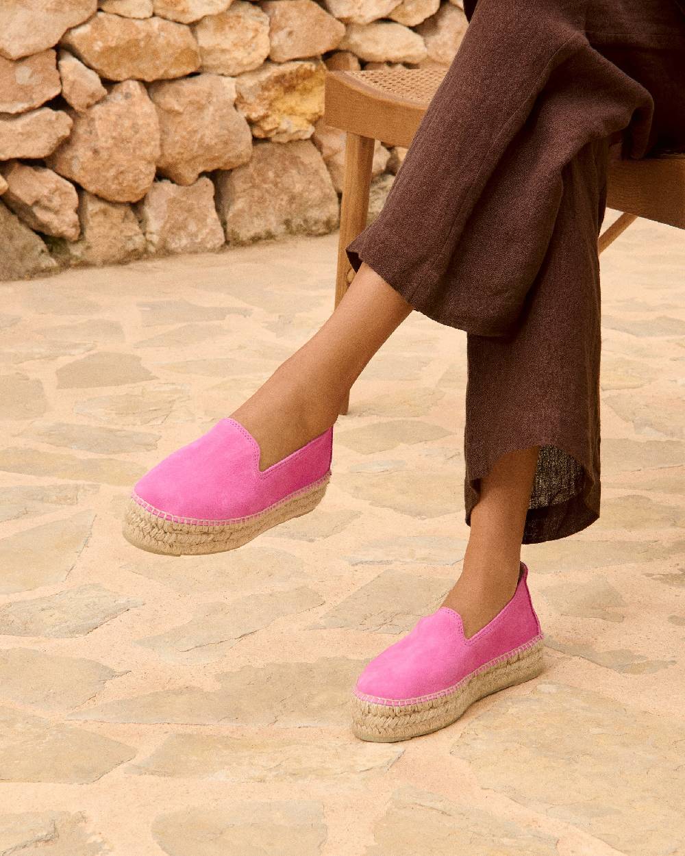 Manebí Espadrillas con doppia suola in pelle scamosciata - Hamptons - Bold Pink Pezzi Unici