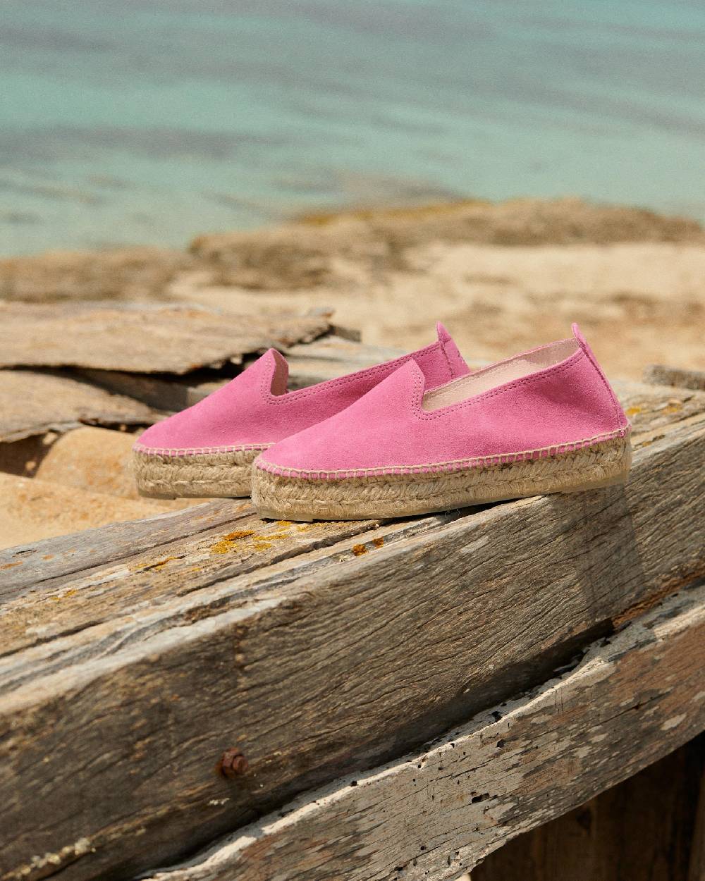 Manebí Espadrillas con doppia suola in pelle scamosciata - Hamptons - Bold Pink Pezzi Unici
