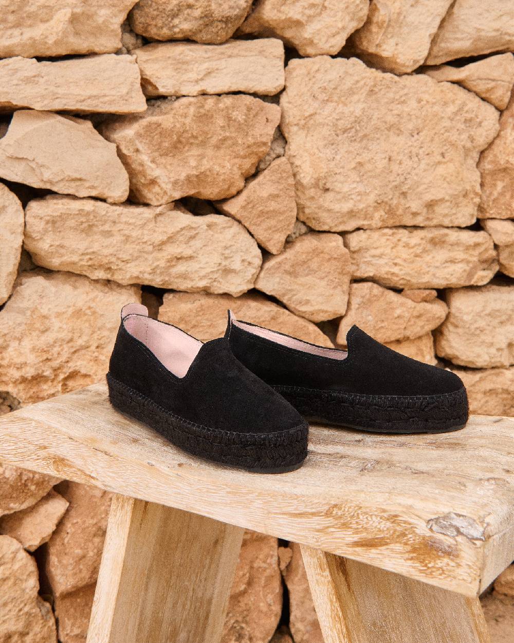 Manebí Suede Double Sole Espadrilles - Hamptons Black On Tone Negozi Online