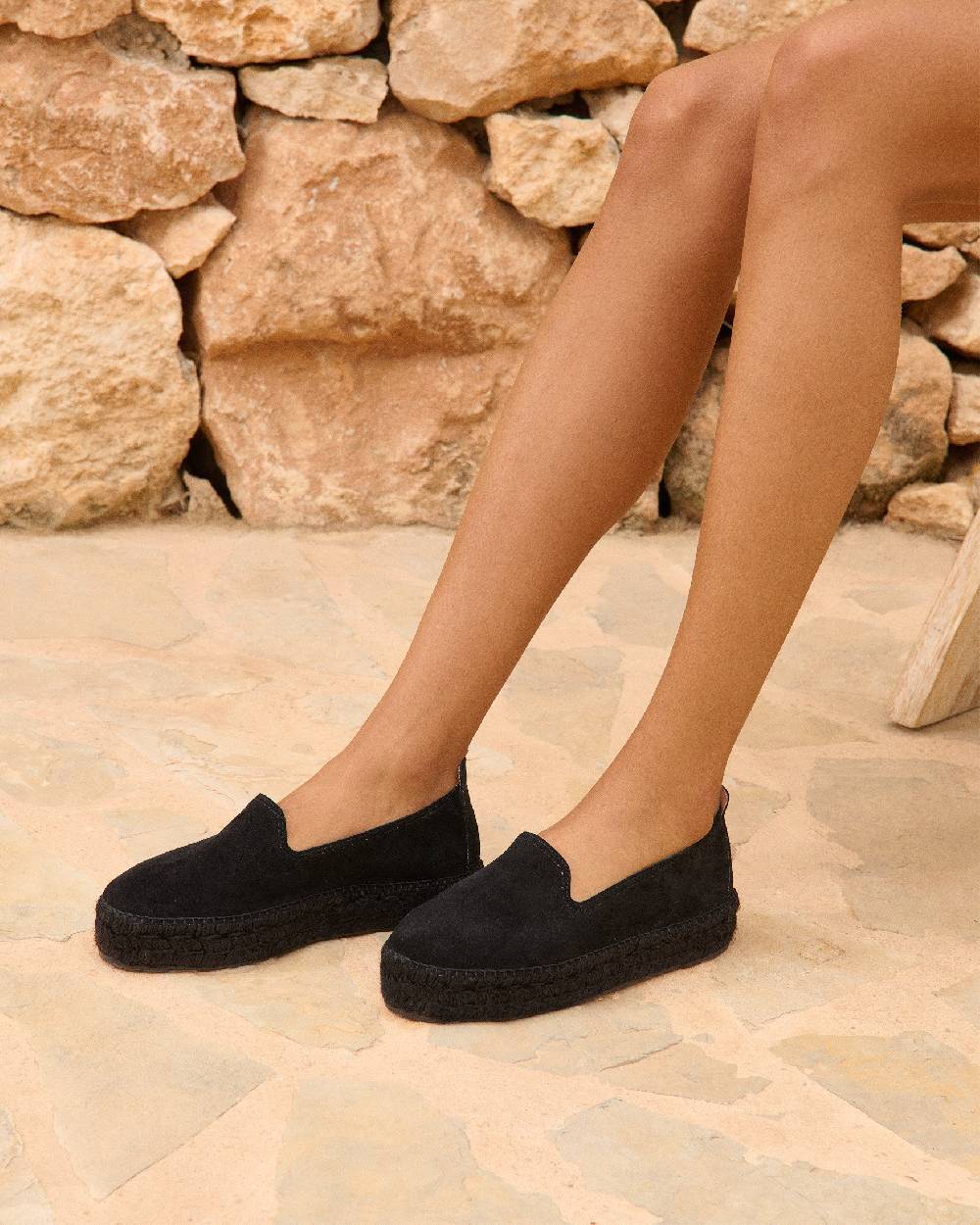 Manebí Suede Double Sole Espadrilles - Hamptons Black On Tone Negozi Online