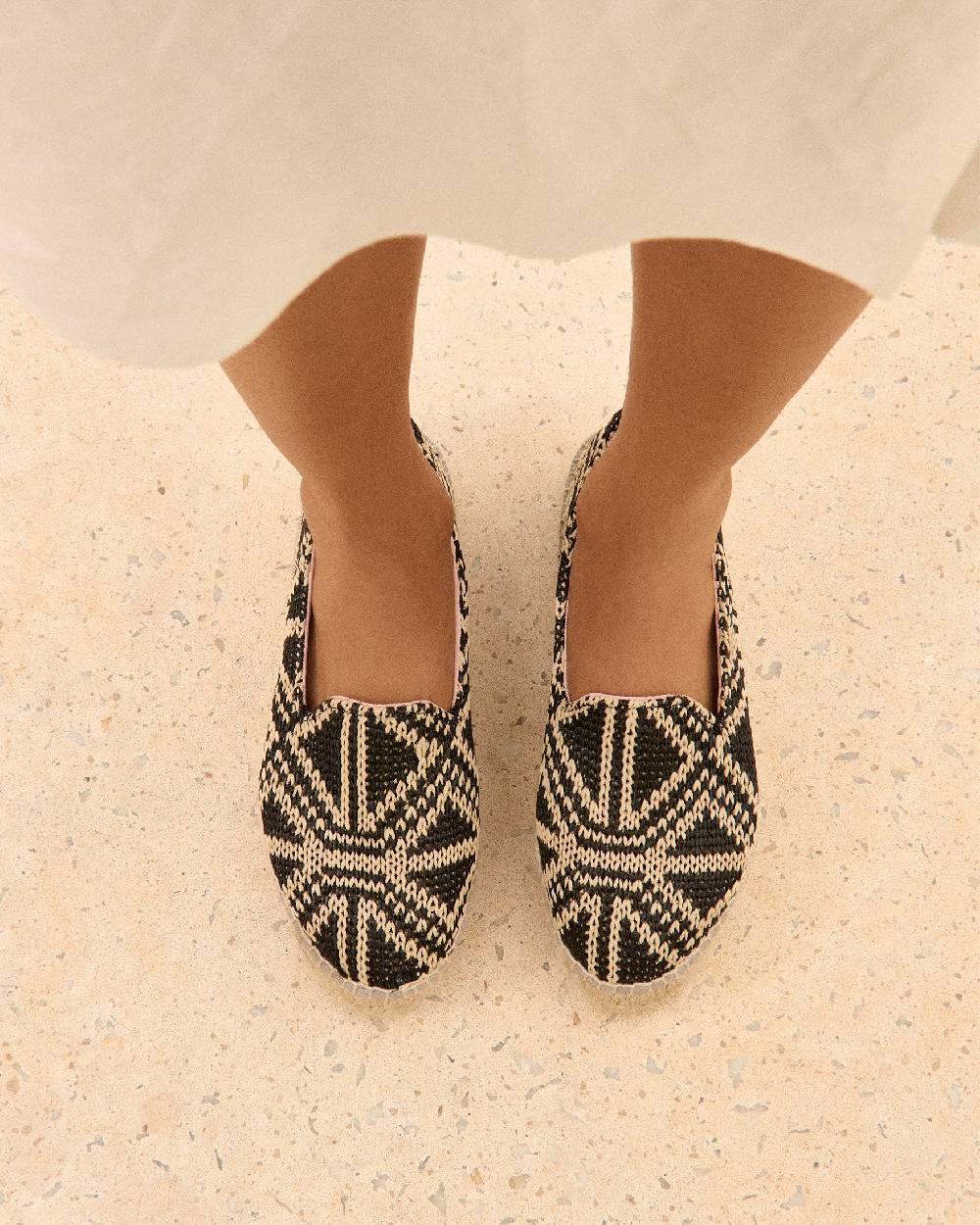 Manebí Raffia Pattern Double Sole Espadrilles - Yucatán Black Triangles On Natural Acquista Ora