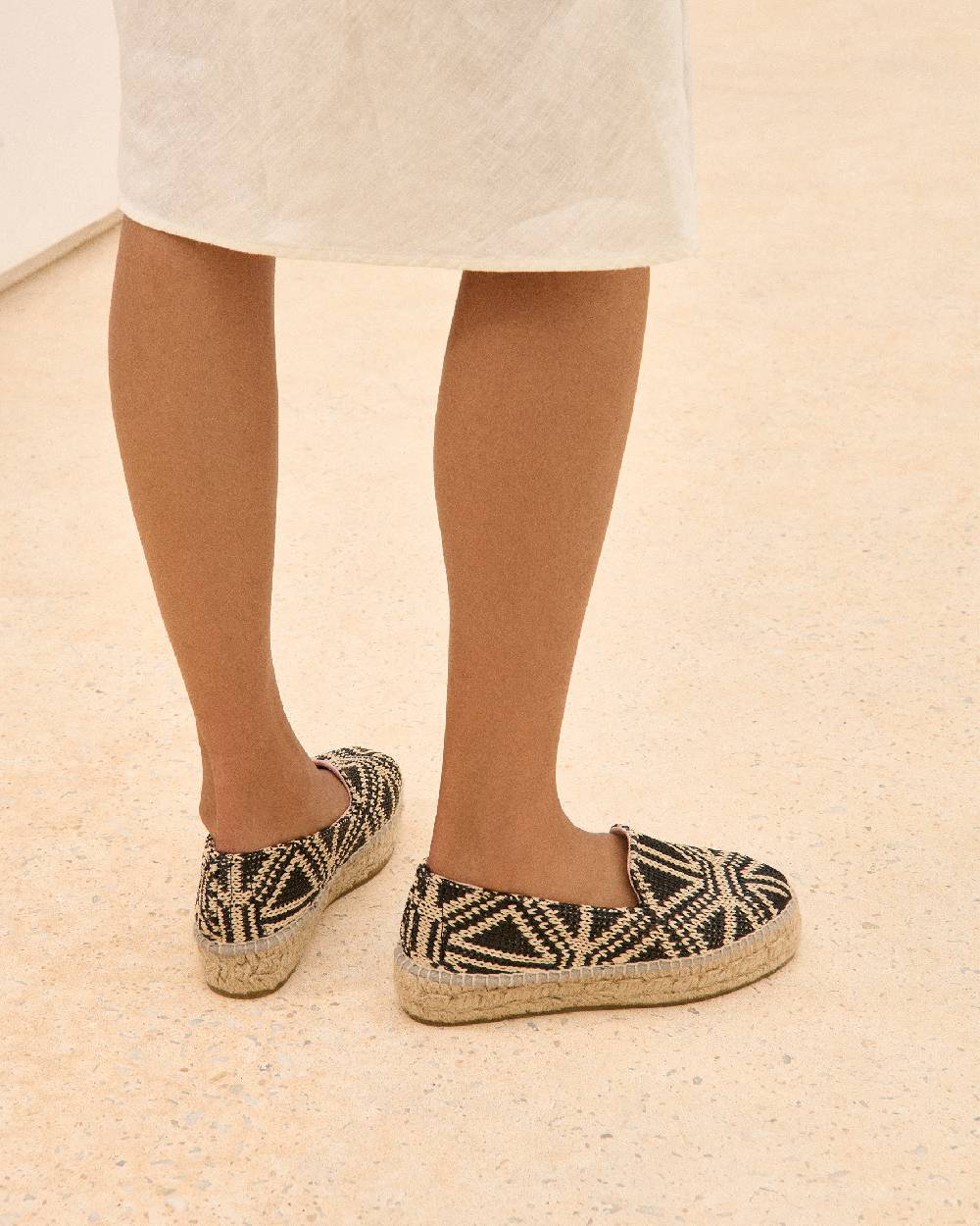 Manebí Raffia Pattern Double Sole Espadrilles - Yucatán Black Triangles On Natural Acquista Ora