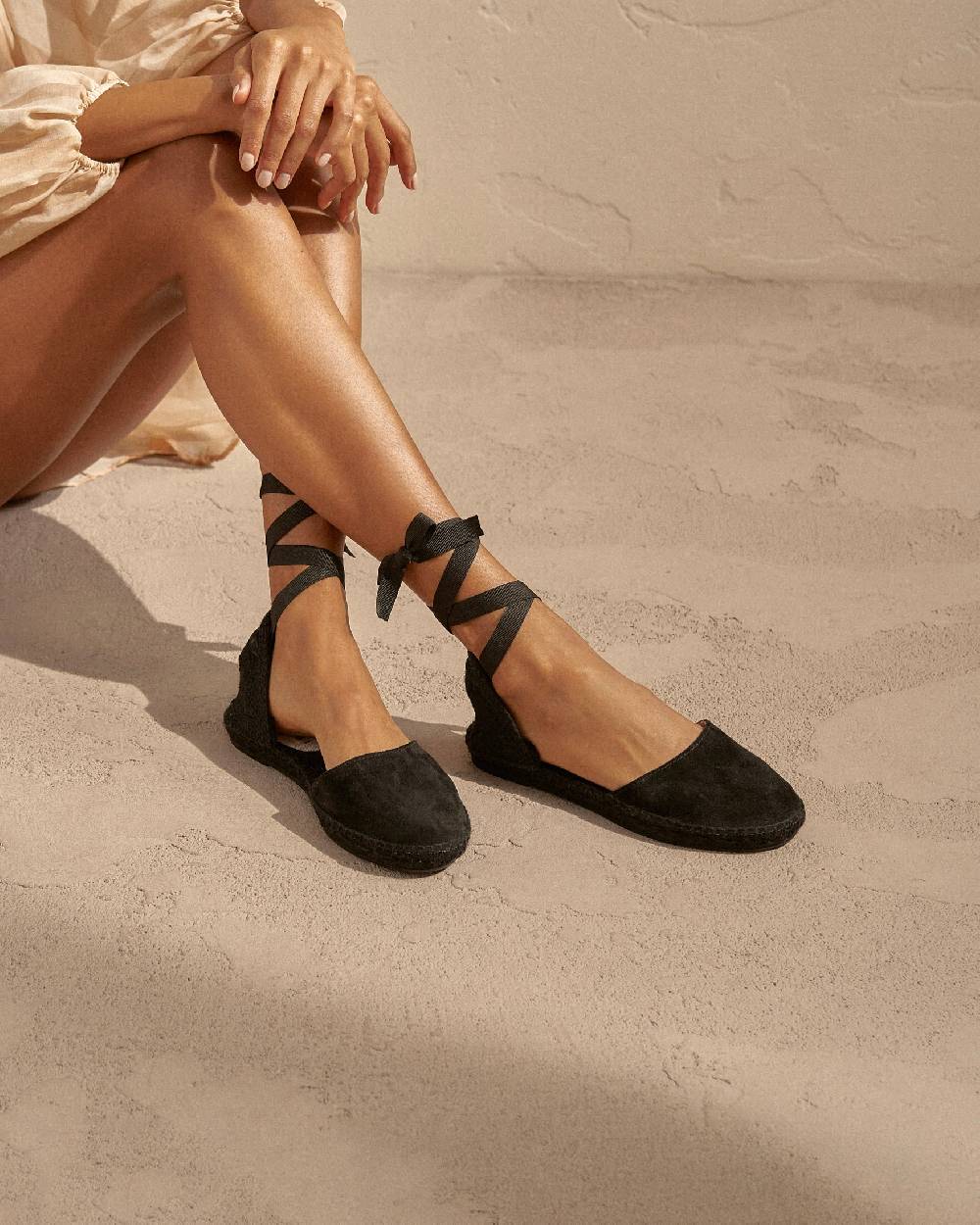 Manebí Suede Flat Valenciana Espadrilles - Hamptons Black On Tone I Più Venduti