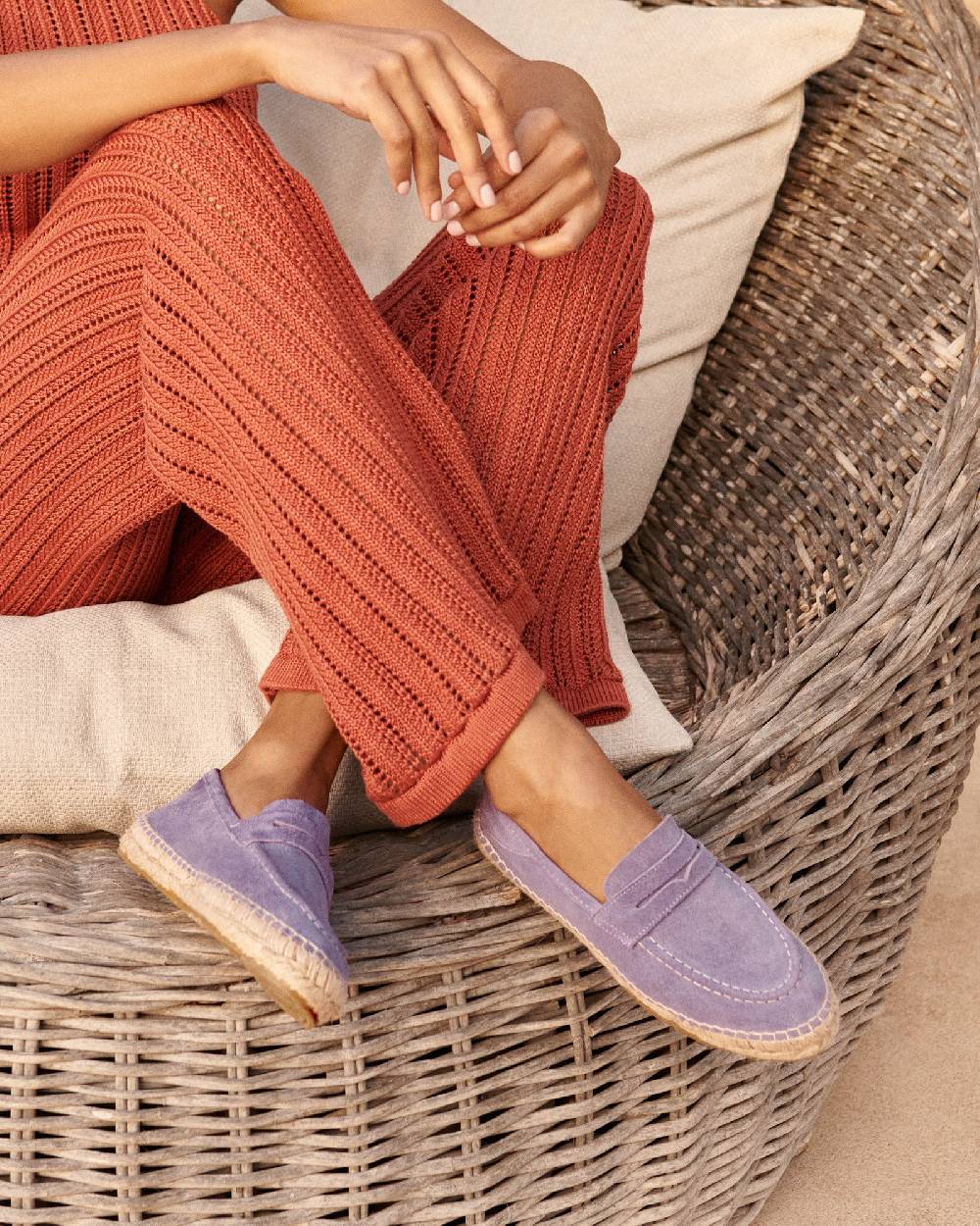 Manebí Suede Loafers Espadrilles - Hamptons Wisteria Lilac In Vendita