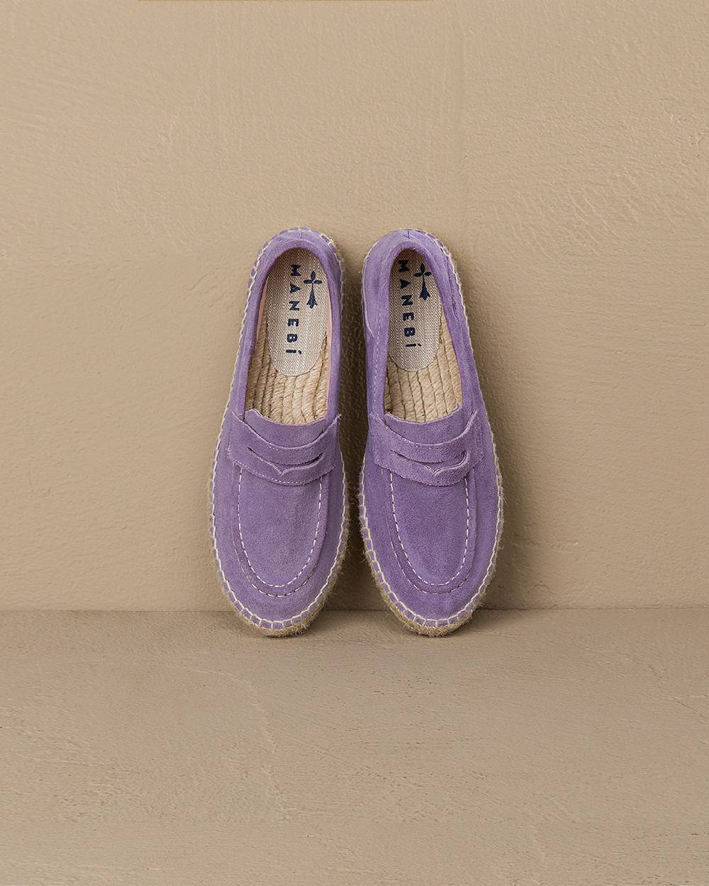 Manebí Suede Loafers Espadrilles - Hamptons Wisteria Lilac In Vendita