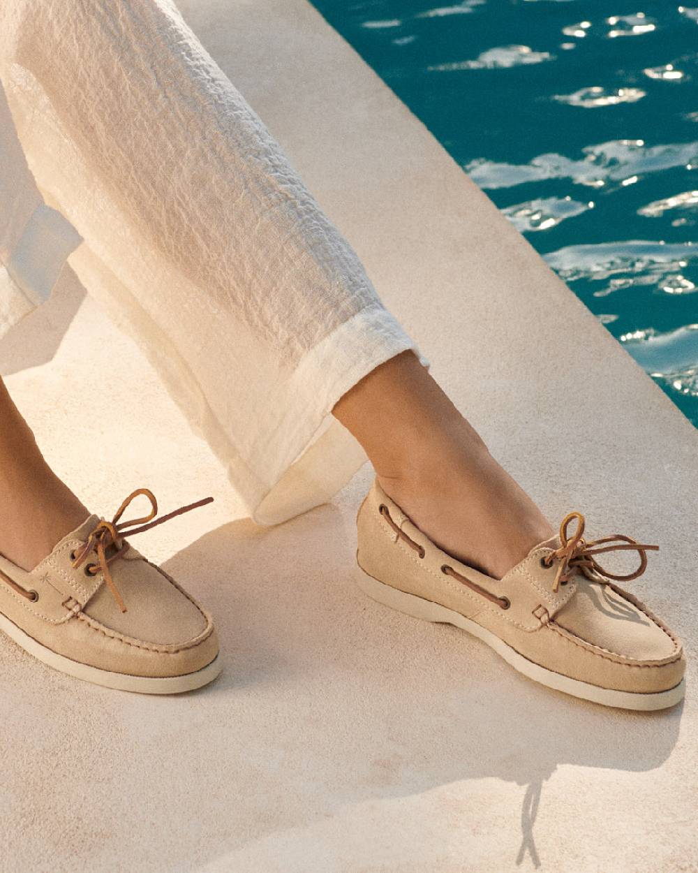 Manebí Suede Boat-Shoes - Hamptons Champagne Beige Offerta speciale