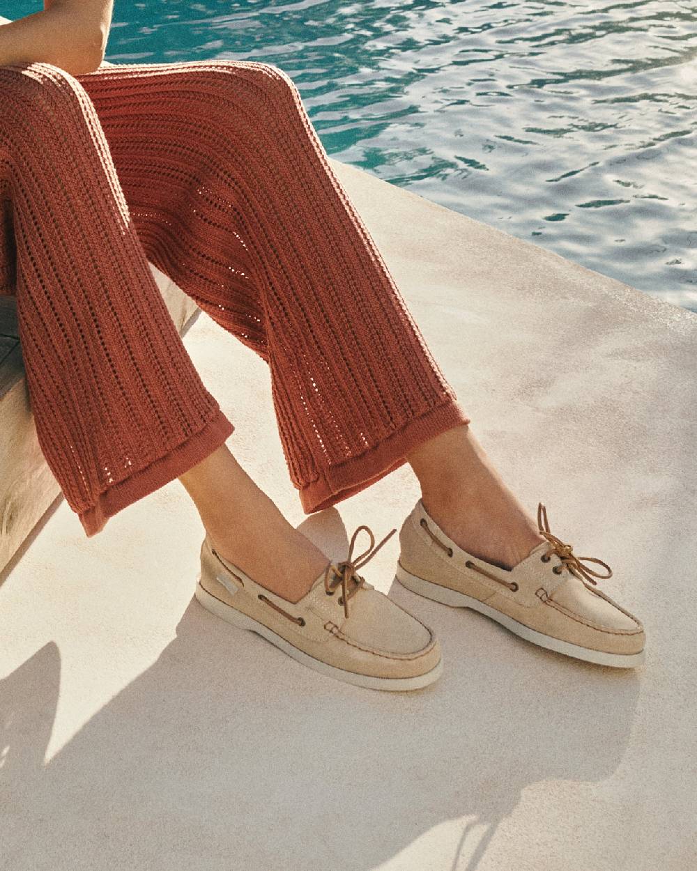 Manebí Suede Boat-Shoes - Hamptons Champagne Beige Offerta speciale