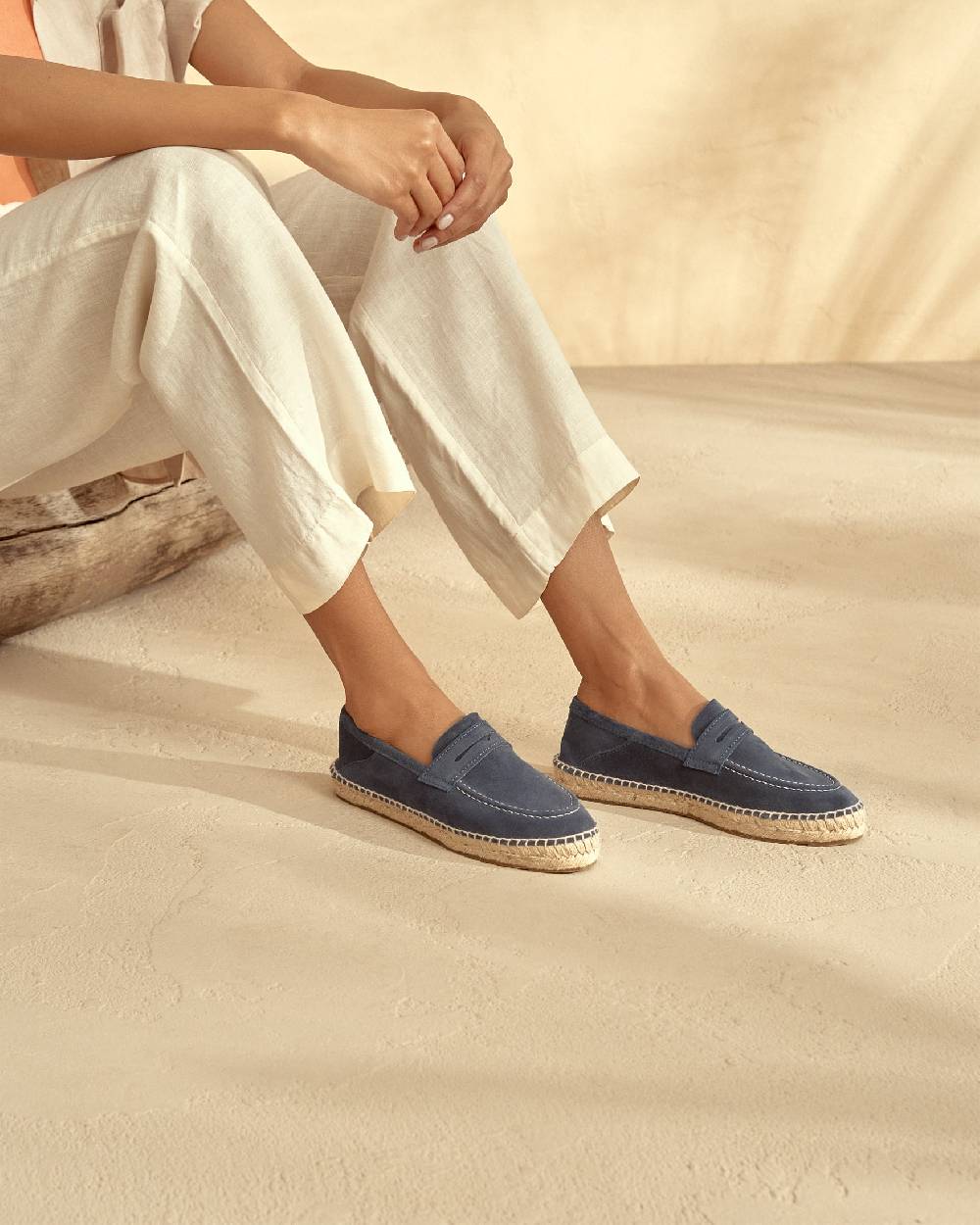 Manebí Mocassini Espadrillas in pelle scamosciata - Hamptons - Patriot Blu Flash Sale