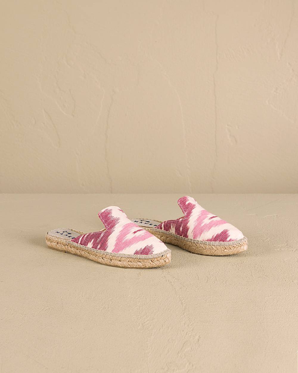 Manebí Dyed Cotton Mules - Tulum Pink And White Ikat Cyber Monday