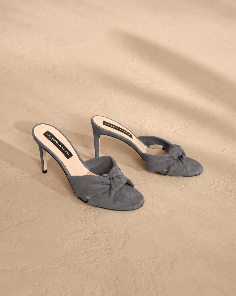 Manebí Sophie Suede Mule Heels - Knot Grey Online Outlet