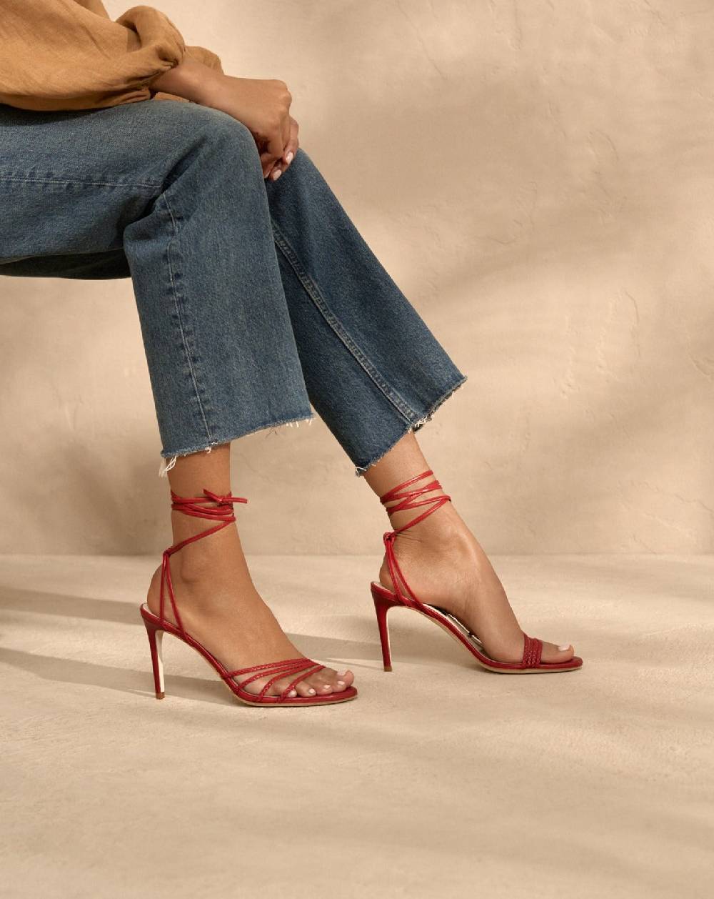 Manebí Savana Leather Braided Heels - Lace Up Bordeaux Offerte stagionali