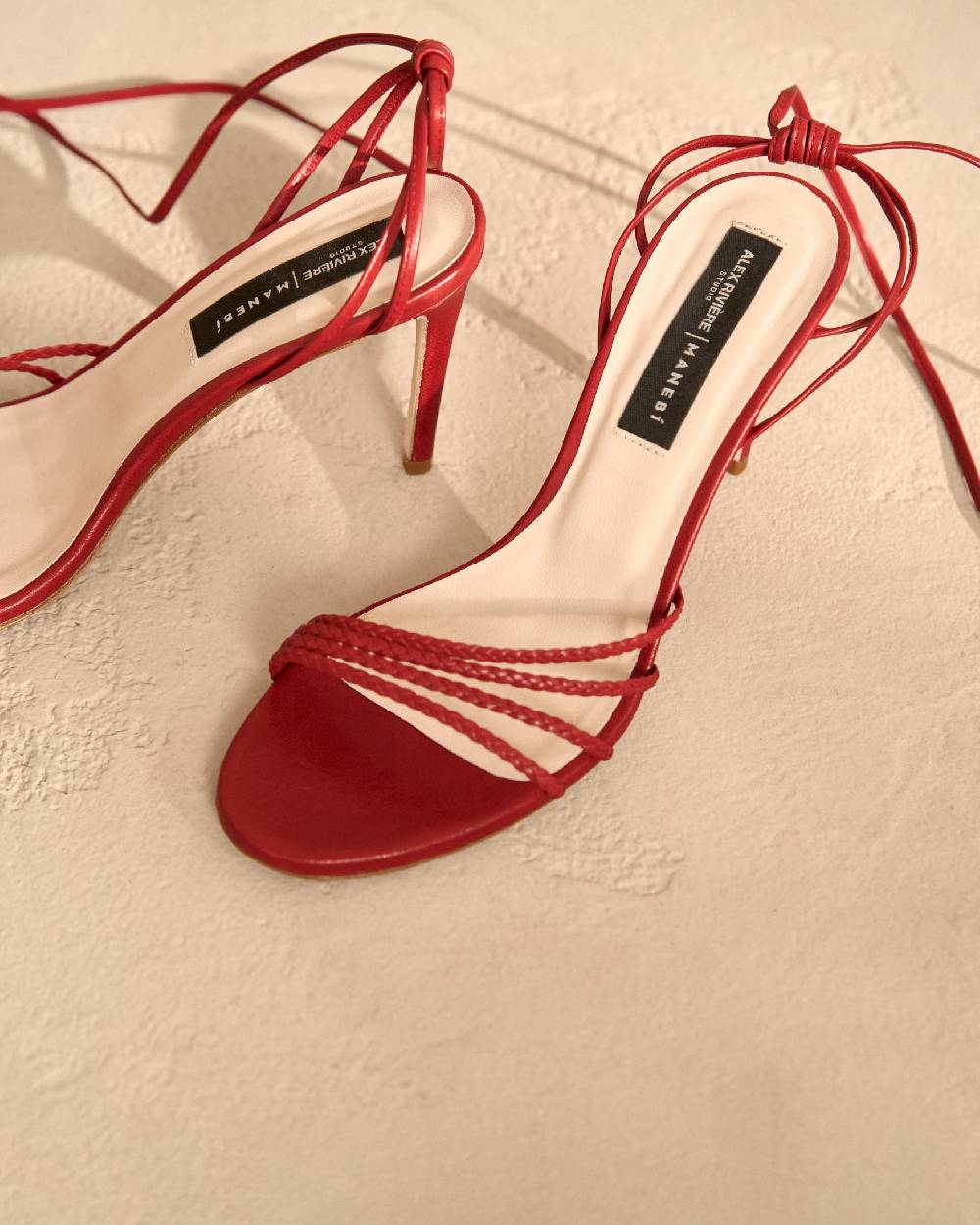 Manebí Savana Leather Braided Heels - Lace Up Bordeaux Offerte stagionali